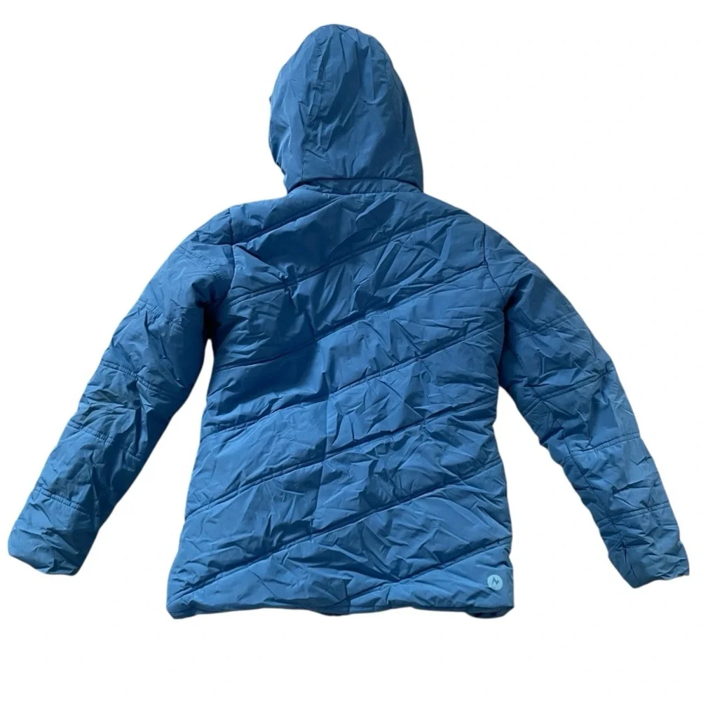 Marmot Girls Val D’Sere Hooded Winter Skiing Puffer Jacket, Blue Size Large - Picture 2 of 6